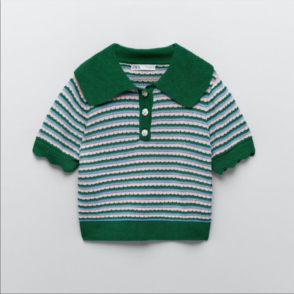 Zara Jewel Button Knit Polo